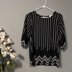 Navy Blue & White Blouse